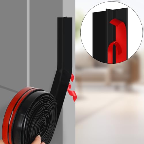 Image of T-Shaped Silicone Seal Strip for Door & Windows, 20Ft Weatherproof Draft Stopper, Gap Seal for Door Sides (Black)