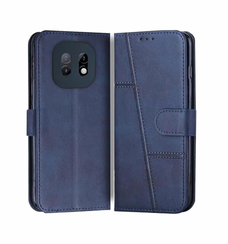 Image of Compatible for realme NARZO 70 Turbo 5G Flip Cover Leather Finish | Inside TPU with Card Pockets | Wallet Stand | Complete Protection Flip Case Blue