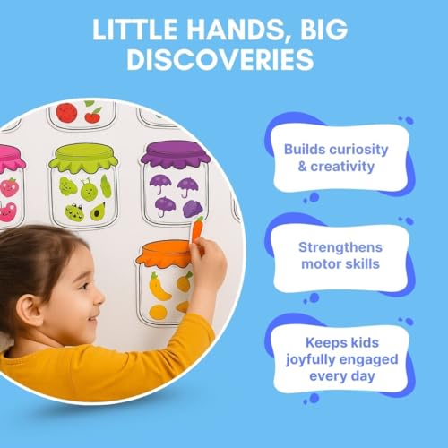 Image of Cots and Cuddles Magnetic Colour Sorting for Kids | 8Pc Montessori Fine Motor Skill Activity Set | Magnetic Wand Learning Toy for Toddlers | Educational Color Matching Toy for Boys & Girls Age 2+