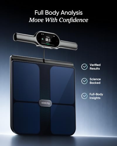 Image of Etekcity WiFi 8-Electrode Smart Scale for Body Weight and Fat | Body Composition Scale with Color Handle Display, 50+ Metrics, 5-Segment Analysis, WiFi Auto Sync and USB-C Charging