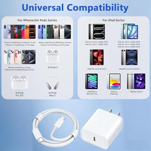 Image of iPhone 17 Charger Fast Charging,iPhone USB C Fast Charger & 3FT Type C USBC to C Woven Cable Cord for Apple iPhone 17e /17 /17 Pro Max /17 Pro /Air /16 Pro Max /16 Plus /15,iPad Pro /Air /Mini,iPad 11th /A16
