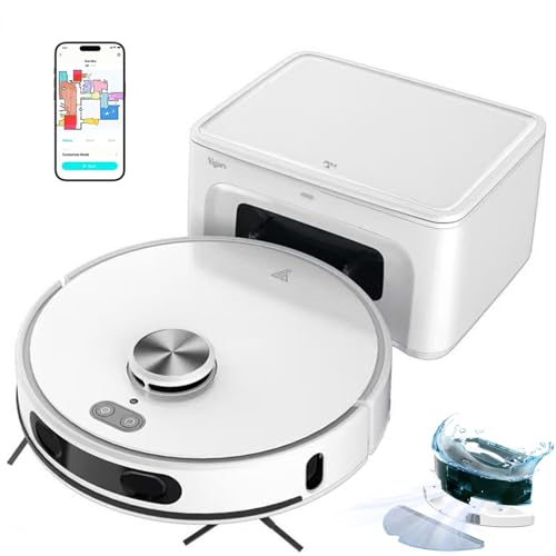 Robot Aspirapolvere Lavapavimenti con Mappatura fino a 8000Pa Svuotamento Automatico Lidar Laser Pulizie Programmate, aree Riservate Pulizia Personalizzata WiFi/Alexa/App, peli Animali Domestici
