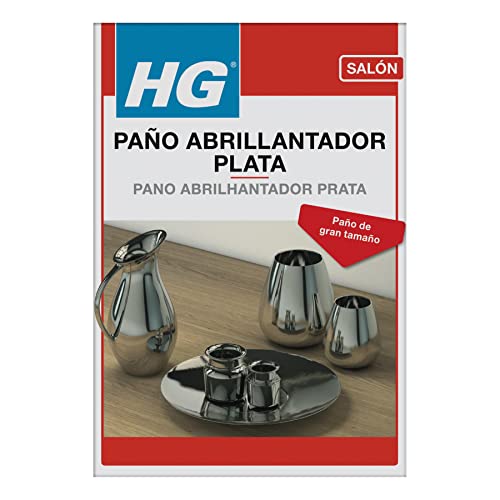 HG Paño Abrillantador Plata, Paño Limpiador de Joyas y Metal, Limpiador Abrillantador para el Cuidado de Joyas de Oro o Cubertería de Plata, Limpia, Pule y Restaura el Brillo, 30 x 30 cm