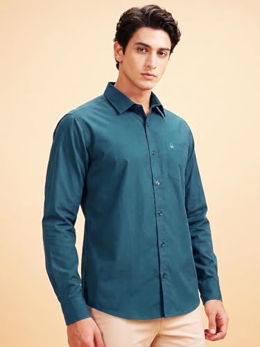 Image of Cozytton Men's Pure Cotton Solid Stylish Casual & Formal Wear Shirt | Stylish Regular Fit Full Sleeve Comfortable Office Party Trendy Shirt - Multi Color