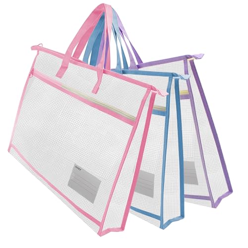 Image of 3 Pcs Portable Project Bags,Sew Project Bag,Quilt Project Bags,Craft Organizer Storage Bag,Craft Bag Organizer Tote with Zipper and Double Pockets