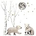 Little Deco DL663 Sticker mural décoratif pour chambre d'enfant Motif animaux forêt ours polaire bouleau