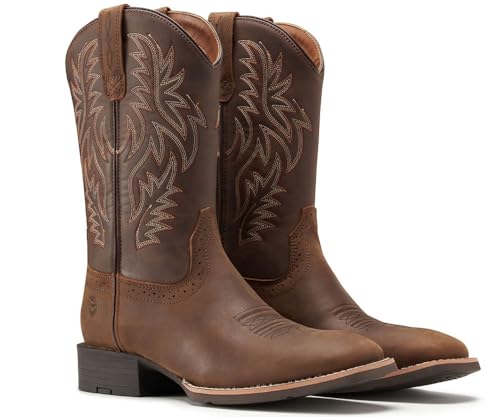 Cowboy Boots For Men - Mens Sport Wide Square Toe Western Boot,Oil/Slip Resistant,Durable Fashionable Classic Pull on 10 Inch Wellington Boots - Soft Toe Work Boots3