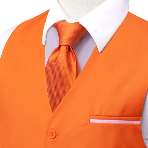Image of Hi-Tie Men's Formal Suit Vest Solid Fit Vest for Men 3 Pockets V Neck Waistcoat Business Wedding Casual