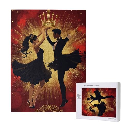Puzzle de Madera Elegant Ballroom Dancer Duo de 500 piezas para Adultos, Arte con Corona Regal y Purpurina, Ideal para Decoración y Entusiastas de la Danza miniatura 2