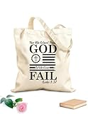 XIARON Sacs femme en calicot Car aucune parole de Dieu ne faillira jamais tissu épais de 340g/m² Pliable L Noir