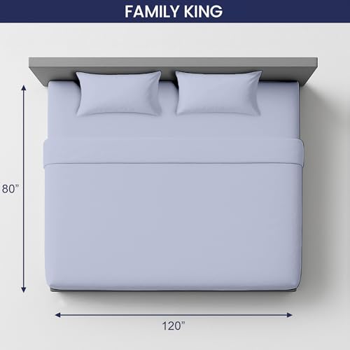 Image of SGI 120 inchx80 inch 4 Pc Family King Sheet Set 600 TC 15 inch Deep, Cornflower Blue