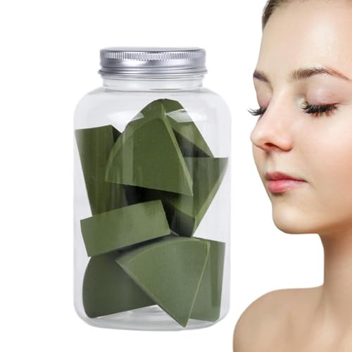 Esponja de huevo de maquillaje – Esponja suave en forma de abanico, esponja de polvo para uso seco y húmedo, cómoda esponja de maquillaje para corrector, base líquida
