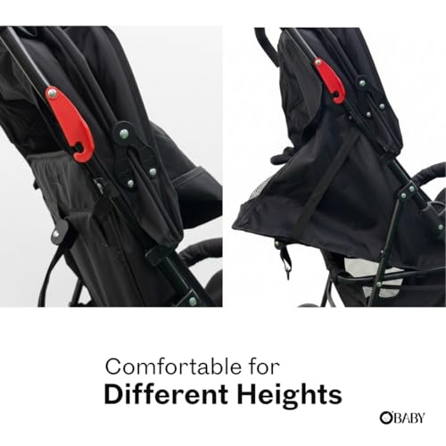 Image of OBABY Stroller with Reclining Seat, Adjustable Canopy, Safety Harness, Smooth Wheels, Compact Folding Design (Small-Darkgrey)