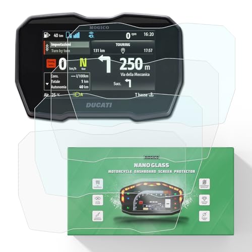 Mogico Motorcycle Nano Glass Dashboard Screen Protector Kit for Ducati Streetfighter V4 2020+ / Panigale V4 2018+ / Diavel V4 2023-2025 (2 x Ultra Clear & 2 x Anti Glare)