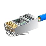 MOGOOD Cat 6A RJ45モジュラープラグ 50個、シールド（STP）外部接地コネクタ、ソリッドまたはツイストS/FTPイーサネットケーブルに適している