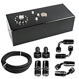 GSTP 20 Gallon Fuel Cell with Cap Level Sender 12FT Oil Feed Line Street Drift Aluminum Black