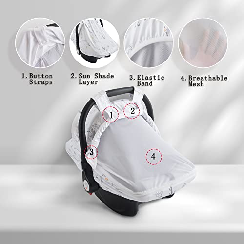 Image of Baby Car Seat Cover, Soft Sun Shade Cover, Breathable Comfortable Privacy Carseat Canopy Protect for Newborn Infant Boys Girls (Animals)