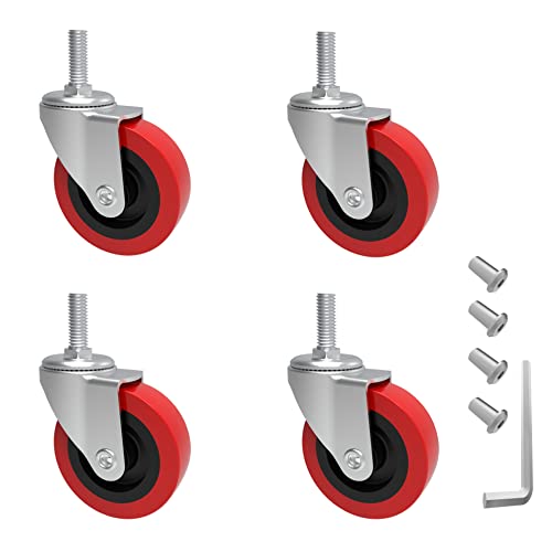 mysit 4 pack creeper wheels 25 inch heavy duty swivel caster wheel creeper service cart stool post mount m10 around 3834 x 134 metric threaded stem casters wheels replacement