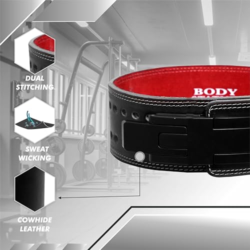 Image of Suede Leather Weight Lifting Belt for Men & Women | Lever Buckle Powerlifting Gym Belt for Back Support | Heavy Duty Workout Belt for Squats, Deadlifts