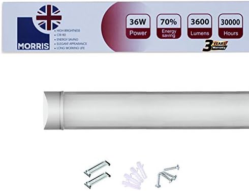Morris LED Batten Slimline Tube Light 2FT 3FT 4FT 5FT 6FT Wall/Ceiling Mount (6000k) (2FT (60cms))