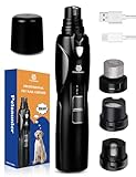 Petsaunter Dog Nail Grinder, 2-Speed and LED Light, Powerful Touch-Switch, Quiet and Low-Vibration Dog Nail Trimmers, and 3 Ports for Large Dogs, Medium, Small Dogs Cats Pets with Hard or Thick Nail