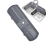 Wasserhahn-Abtropfmatte – Küchenspüle Silikon-Tropfschutz, Arbeitsplattenschutz | Flexible Hitzebeständige Funktion, Schnell Wassertrocknendes Pad, Seifenhalter, Rutschfeste, Spülmaschinenfeste Matte