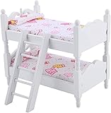 【Tolle Dekor】 Dieses einzigartige rechteckige Design ermöglicht es, das Etagenbett neben der Wand zu platzieren und dient als tolles Miniatur-Möbel für Ihr Puppenhaus Schlafzimmer und eine hervorragende Dekoration für Ihr Innenmodell.