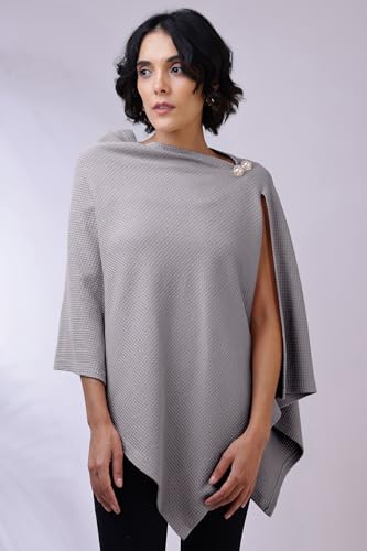 Image of Zelena Cotton Bamboo Blend Premium Nursing Cover for Breastfeeding | Breastfeeding Cover for Mothers | Feeding Shawl for Mother | Breathable Nursing Covers | Poncho for Mom (Grey)