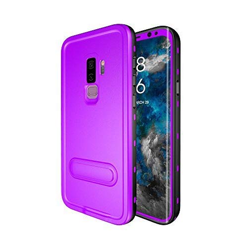 Samsung Galaxy S9 Plus Case, IP68 Waterproof Shockproof Dustproof Snowproof Full-Body Heavy Duty Protective Case with Kickstand and Built in Screen Protector for Samsung Galaxy S9+ (Purple)