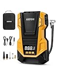 AstroAI 2 in 1 Kompressor Auto, Luftpumpe Auto 12V 230V, 10,3 Bar Autoreifen Pumpe mit AC/DC-Dual-Stromversorgung und Langlebiger Metallmotor für Autos,Fahrräder, Motorräder, Bälle, Gelb