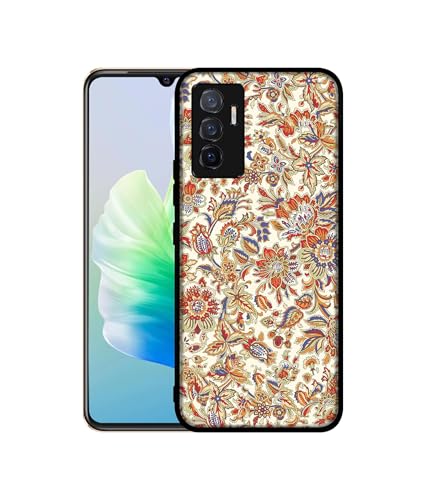 Image of Floral Design Premium 2D Printed Metal Back Case Cover for Vivo V23E 5G / Y75 4G, Multicolor