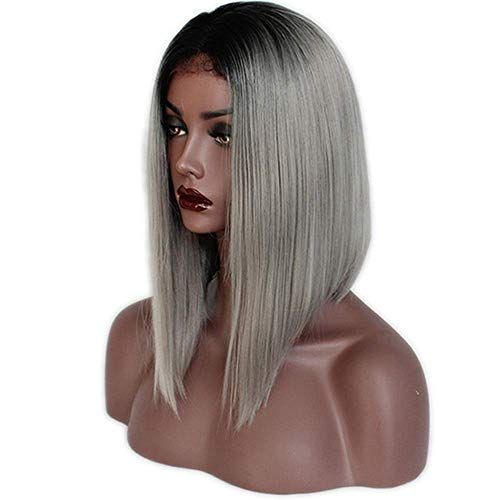 Perruque cheveux longs raides gris pour masquer une perte de volume