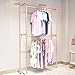 PPTYFXM Industrial Pipe Clothing Racks Wall Mounted Clothes Racks Double Hanging Rods Heavy Duty Garment Rack for Boutiques Retail Display,Walk-in Closet System,MUL(D-Single Group