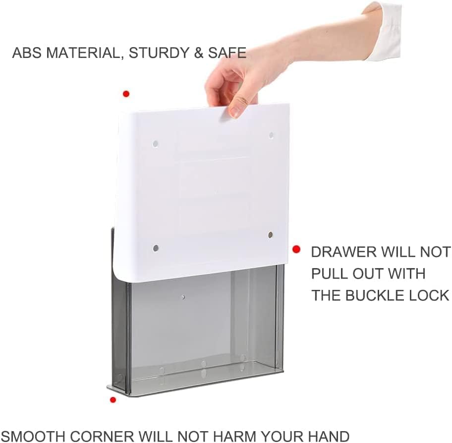 Miniatura 6 de Organizador de cajones para debajo del escritorio, paquete de 2 cajones autoadhesivos para almacenamiento debajo del escritorio, cajón de escritorio