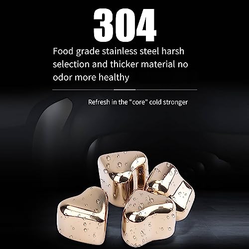 EnMart 6 Stück Totenkopf-Eiswürfel aus Edelstahl、wiederverwendbare Whisky-Kühlsteine、steigern Ihren Trinkgenuss、 für Weinliebhaber