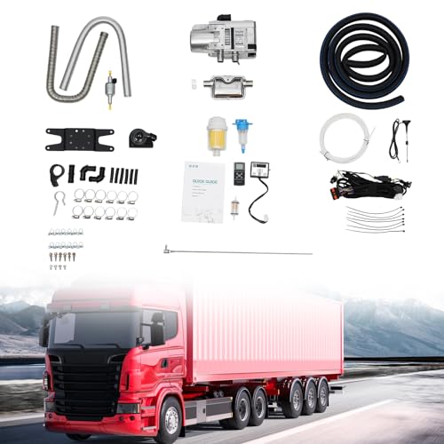 YUASDUU Diesel Water Heater, 5KW 12V Diesel Parking Water Heater Complete Kit with Remote Control and LCD Switch Diesel Coolant Heater for Trucks RV Trailers Van