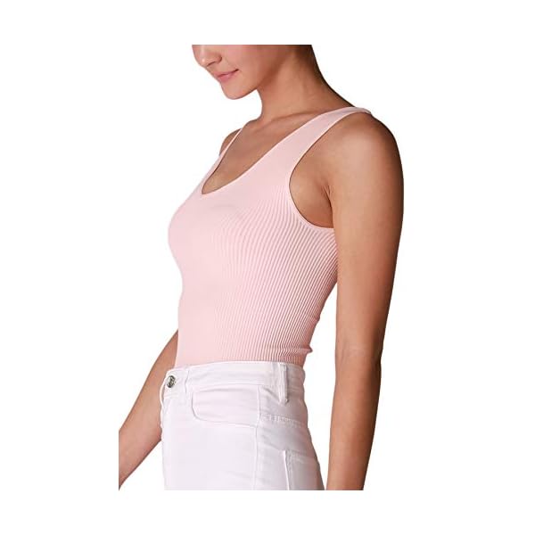NIKIBIKI-Women-Seamless-Ribbed-V-Neck-Bodysuit-Made-in-USA-One-Size NIKIBIKI Women Seamless Ribbed V-Neck Bodysuit, Made in U.S.A, One Size (Baby Pink)
