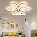 Plafonnier LED Moderne, 80W 6400LM Dimmable avec Télécommande 9 Têtes Forme de Fleur Plafonnier Encastré Lustre Salon Chambre Chambre d'Enfant, Plafonnier Acrylique Φ85CM