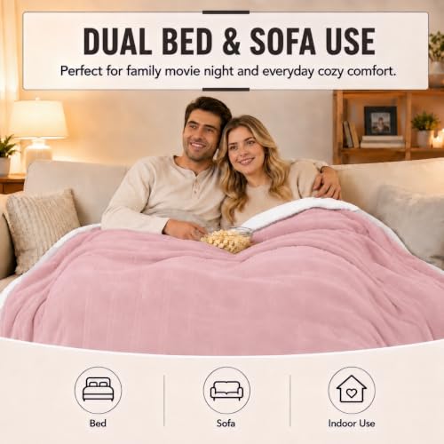 Electric Heated Blanket,Queen 84x90in,Light Pink,Coral&Sherpa,Gift Ideas by Ladung - Image 4