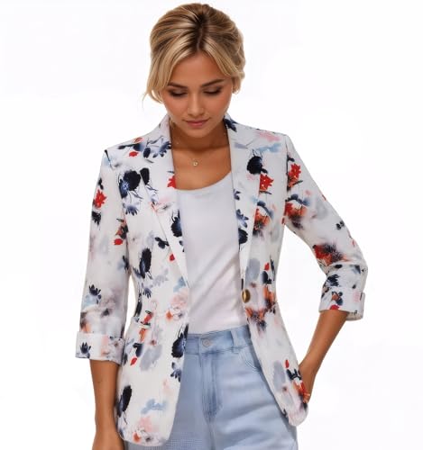 Beninos Womens Blazers 3/4 Sleeve Lightweight Office Work Blazer Jacket4
