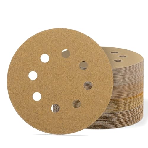 Image of 180mm Sanding Discs 40/60/80/120/180/240 Grit, 30Pcs 7Inch Hook and Loop Disc 8 Holes Sandpaper Sheet for Drywall Sander Long Neck Sander