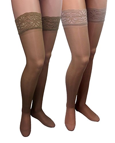 Image of ITA-MED Sheer Thigh Highs Compression (23,30 mmHg) H-80, Beige /Nude, X-Large, 2 Count