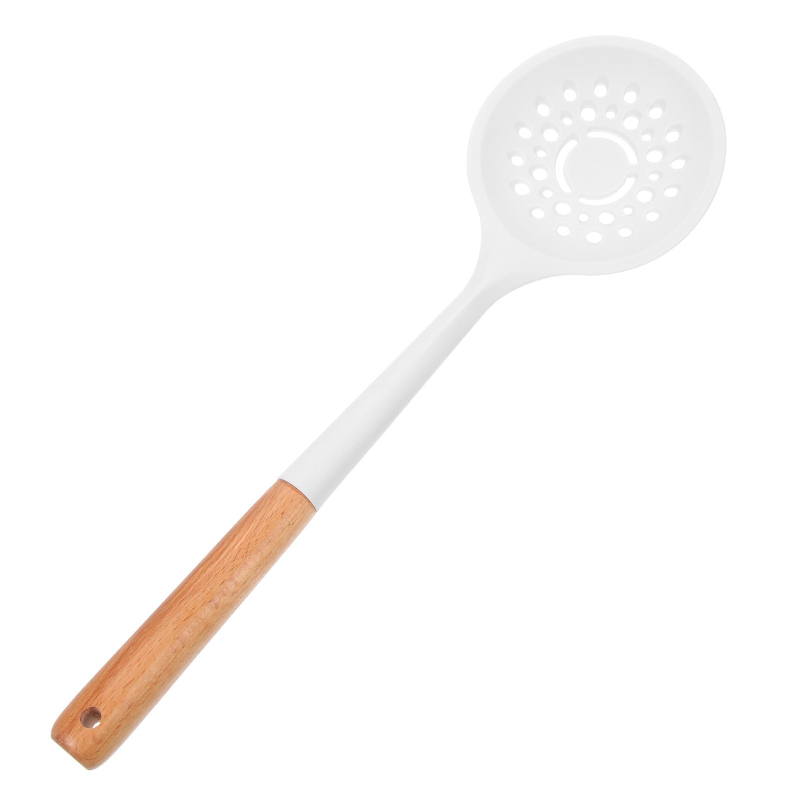 Cuchara Coladora de Silicona Mango Ergonómico y Diseño Perforado para Escurrir Pasta y Alimentos en Cocina Multiuso Resistente al Calor