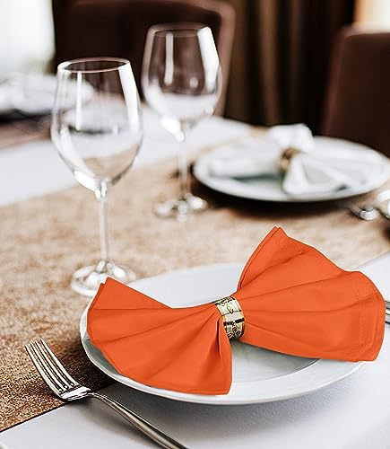 Utopia Home [24 Pack, Orange] Cloth Napkins 17X17 Inches, 100% Polyester Dinner Napkins With Hemmed Edges, Washable Napkins Ideal For Parties, Weddings And Dinners #TOP3