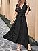 MASCOMODA Dresses for Women 2025 Short Flutter Sleeve Tiered Maxi Swiss Dot Solid V Neck Wedding Guest Dress with Belt(Black,X-Large)