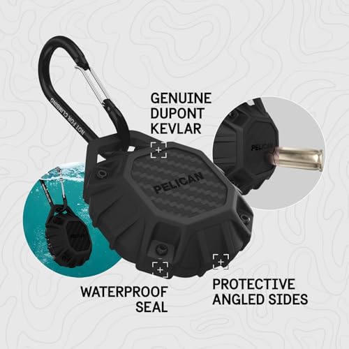 Image of Pelican Marine AirTag Holder - Waterproof AirTag Keychain with Carabiner Clip [Impact Resistant] [Travel Essentials] Protective Apple Air Tag Case for Dog Collar, Backpack, Keys, Luggage - Black