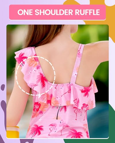 Angel season Girls One Piece Swimsuits Teens Bathing Suit Straps Kids Cute Swimwear with UPF 50+ Daisy Halter Size 7-144