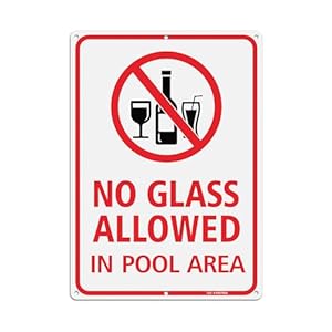 T&R H307NGA Sicherheitsschild Poolbereich Glasverbot