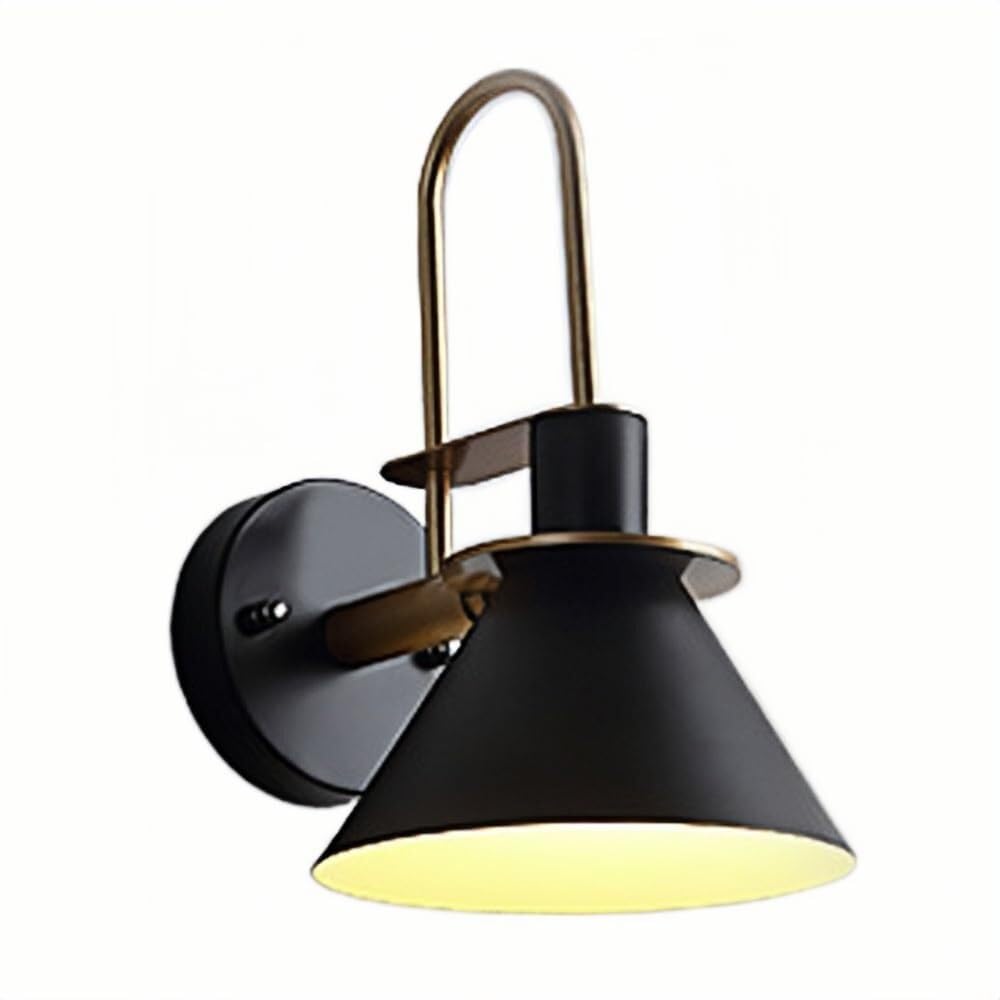 JYBNBBE Modern Wall Lamp with Adjustable Macaron Lampshade, E26/E27, Wall-Mounted Lighting for Bedroom, Living Room, Corridor, and More,Black