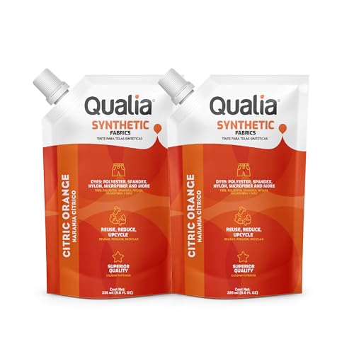 Qualia Synthetic Fabric Dye, Easy to Use, Perfect for Synthetic Fabrics: Polyester, Spandex, Nylon, and More, Ultra-Concentrated Colors for Vibrant Results, Citric Orange, 2 Pack